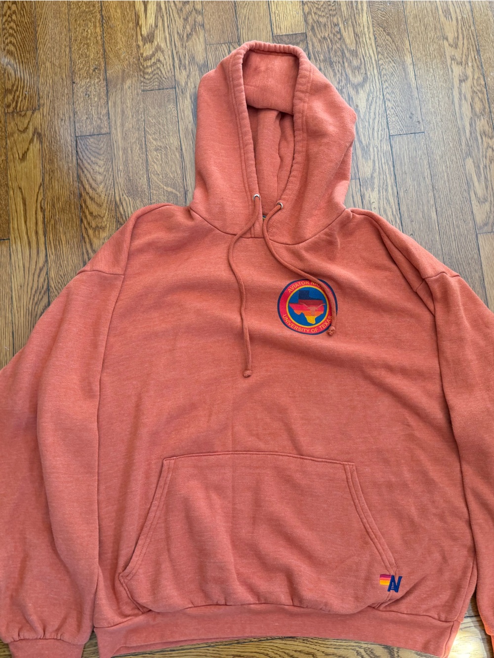 Aviator Nation Rust Orange Texas Pullover Hoodie with Embroidered Logo